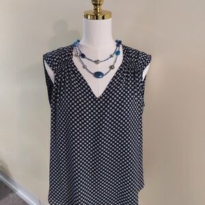 LOFT Navy Floral Print Sleeveless Top